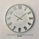 Ms Wall Clock Silver Thick Number 50 cm