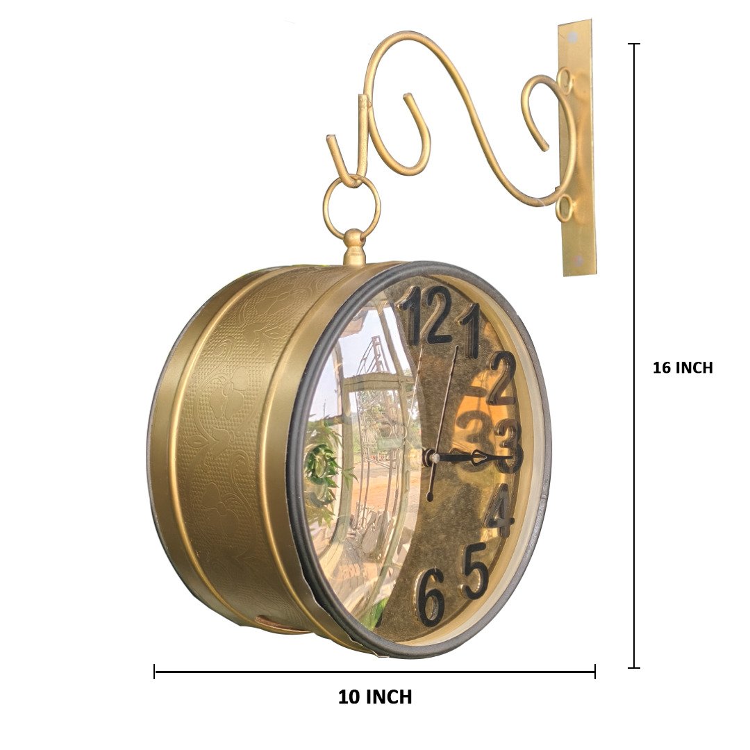 WhatsApp Image 2026-03-18 at 9.48.19 AM 10''Metal Acrylic Dial Railway Clock Gold - Image 1