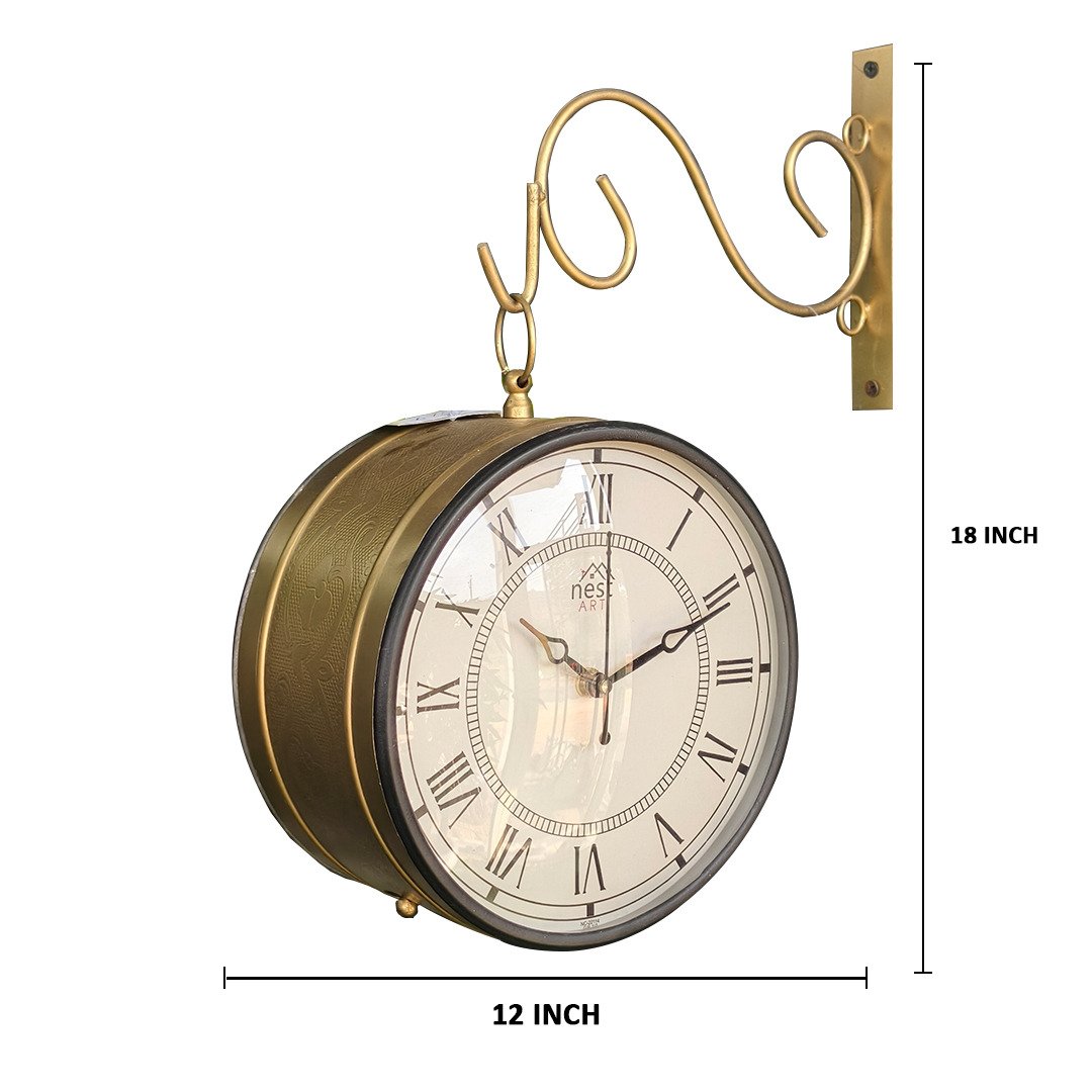 WhatsApp Image 2026-03-25 at 3.27.01 PM 12'' Metal Print Dial Railway Clock Gold - Image 1