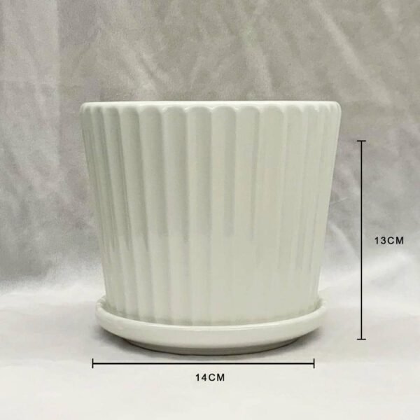 Cb Ceramic Pot White Saucer With Line